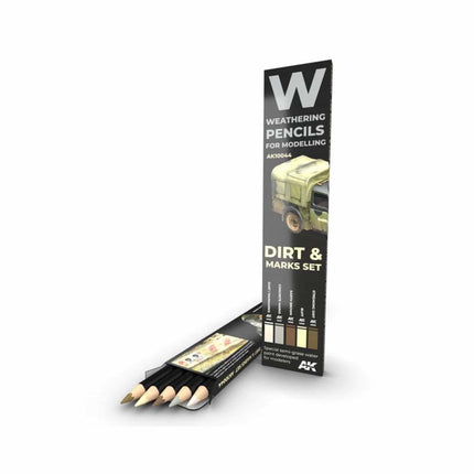 AK Interactive - Weathering Pencils for Modelling - Dirt and Marks Set - The Scale Model Stash