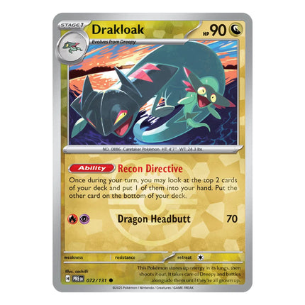 Pokemon - Prismatic Evolutions 072/131 Drakloak (Master Ball Holo) - The Scale Model Stash