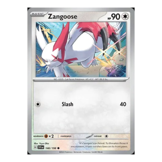 Pokemon - Scarlet and Violet (Base Set) 146/198 Zangoose (Non Holo) - The Scale Model Stash