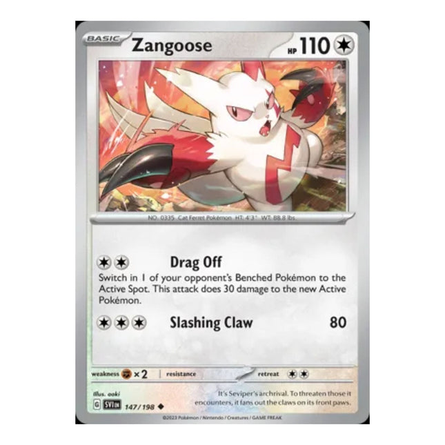 Pokemon - Scarlet and Violet (Base Set) 147/198 Zangoose (Non Holo) - The Scale Model Stash