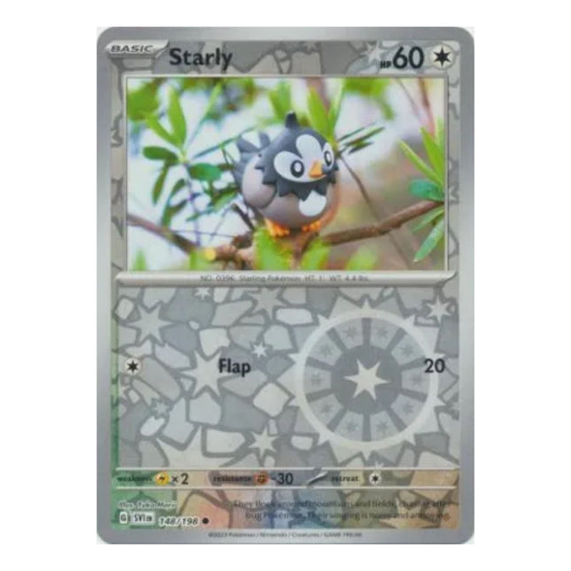 Pokemon - Scarlet and Violet (Base Set) 148/198 Starly (Reverse Holo) - The Scale Model Stash