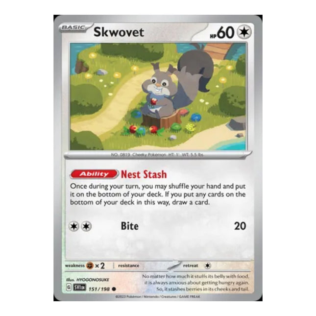Pokemon - Scarlet and Violet (Base Set) 151/198 Skwovet (Non Holo) - The Scale Model Stash