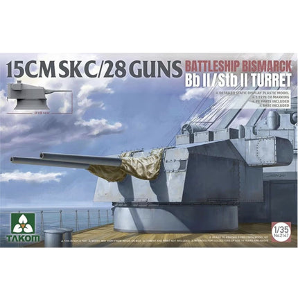 Takom - 15cm SK C/28 Guns Battleship Bismarck Bb II/Stb II Turret 1/35 - The Scale Model Stash